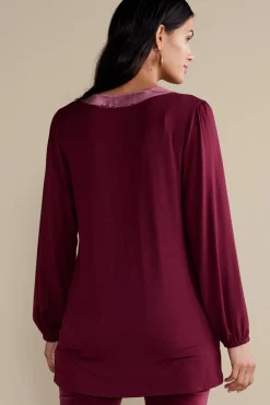 EVelvet Styles|wrist length-Soft Surroundings Adornment Top Cabernet