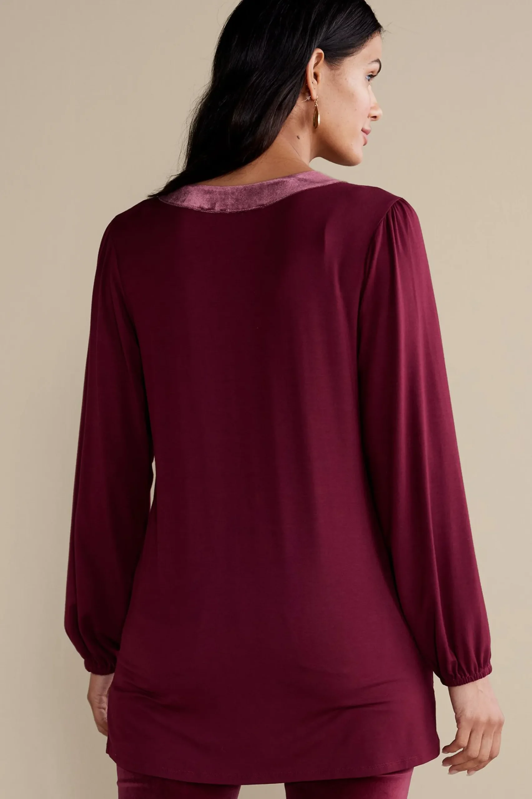 EVelvet Styles|wrist length-Soft Surroundings Adornment Top Cabernet