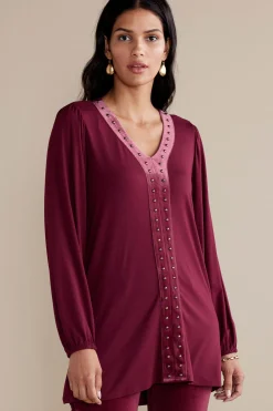 EVelvet Styles|wrist length-Soft Surroundings Adornment Top Cabernet