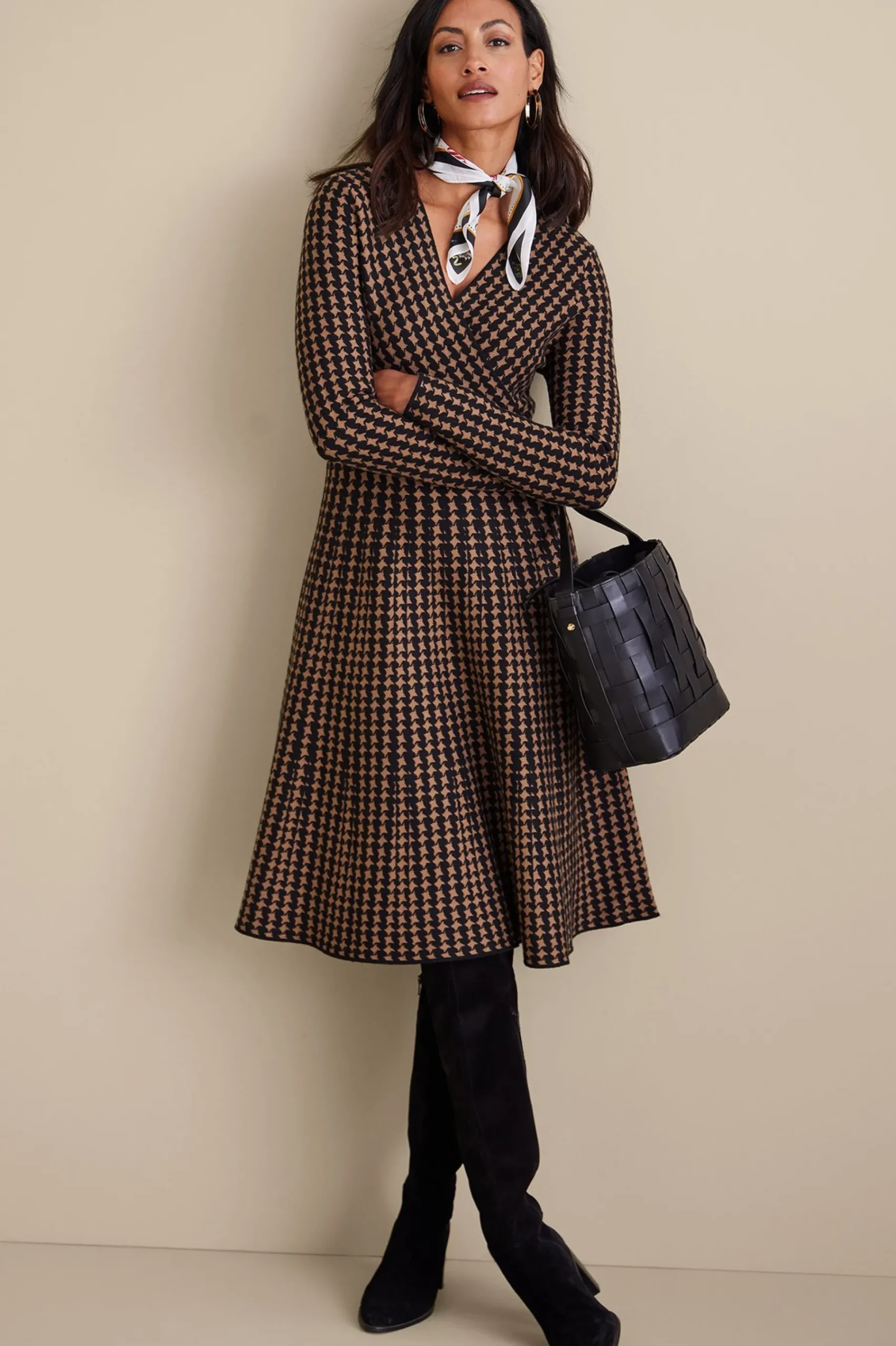 work to play|patterned-Soft Surroundings Aida Dress Hazelnut