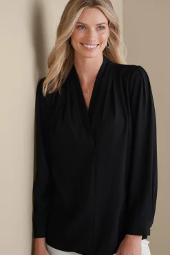 long sleeve|pullovers-Soft Surroundings Akira Blouse Garnet