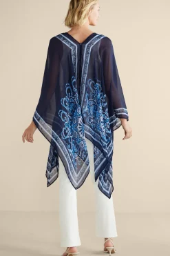 Into The Blues|Vacation Shop-Soft Surroundings Aleta Poncho Topper Blue Multi
