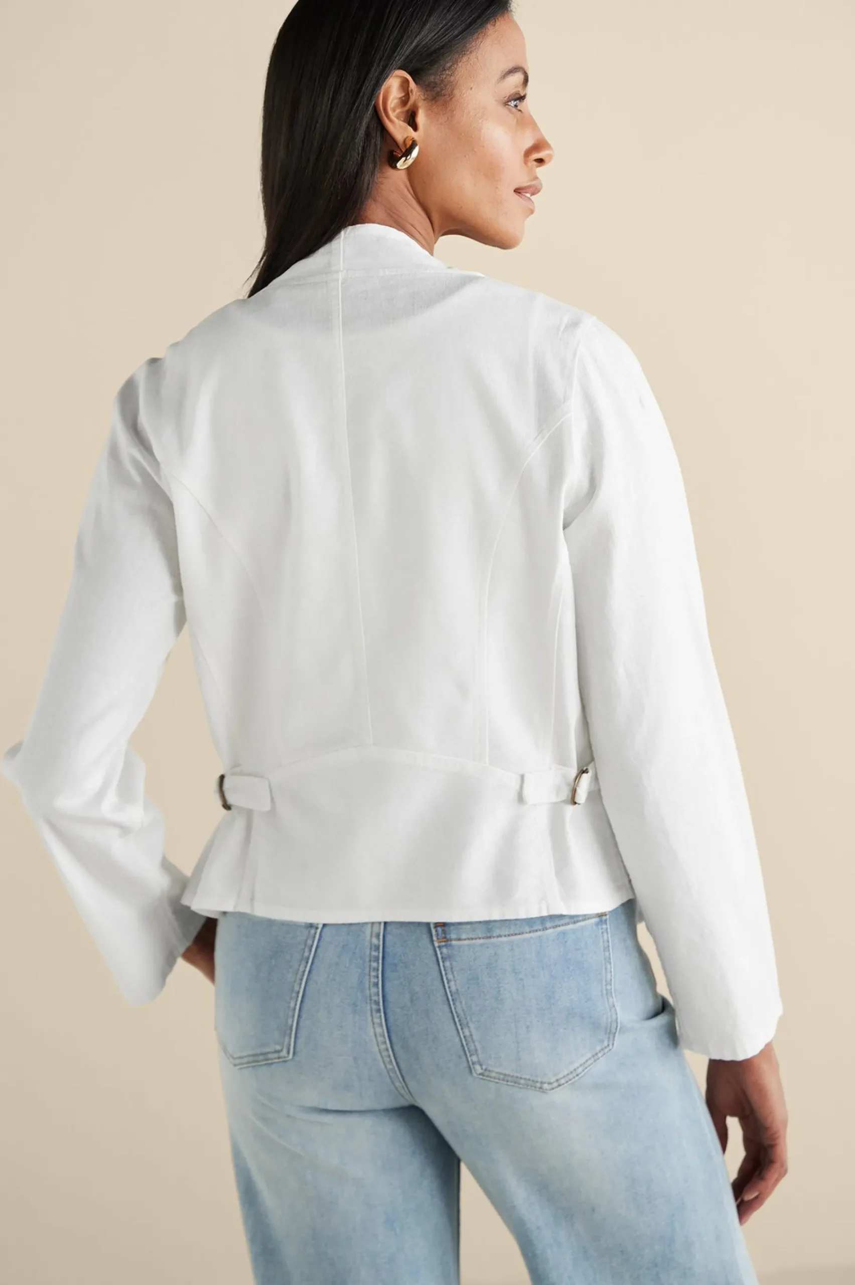 Linen Shop|Jackets & Coats-Soft Surroundings Alicante Linen Blend Topper Black