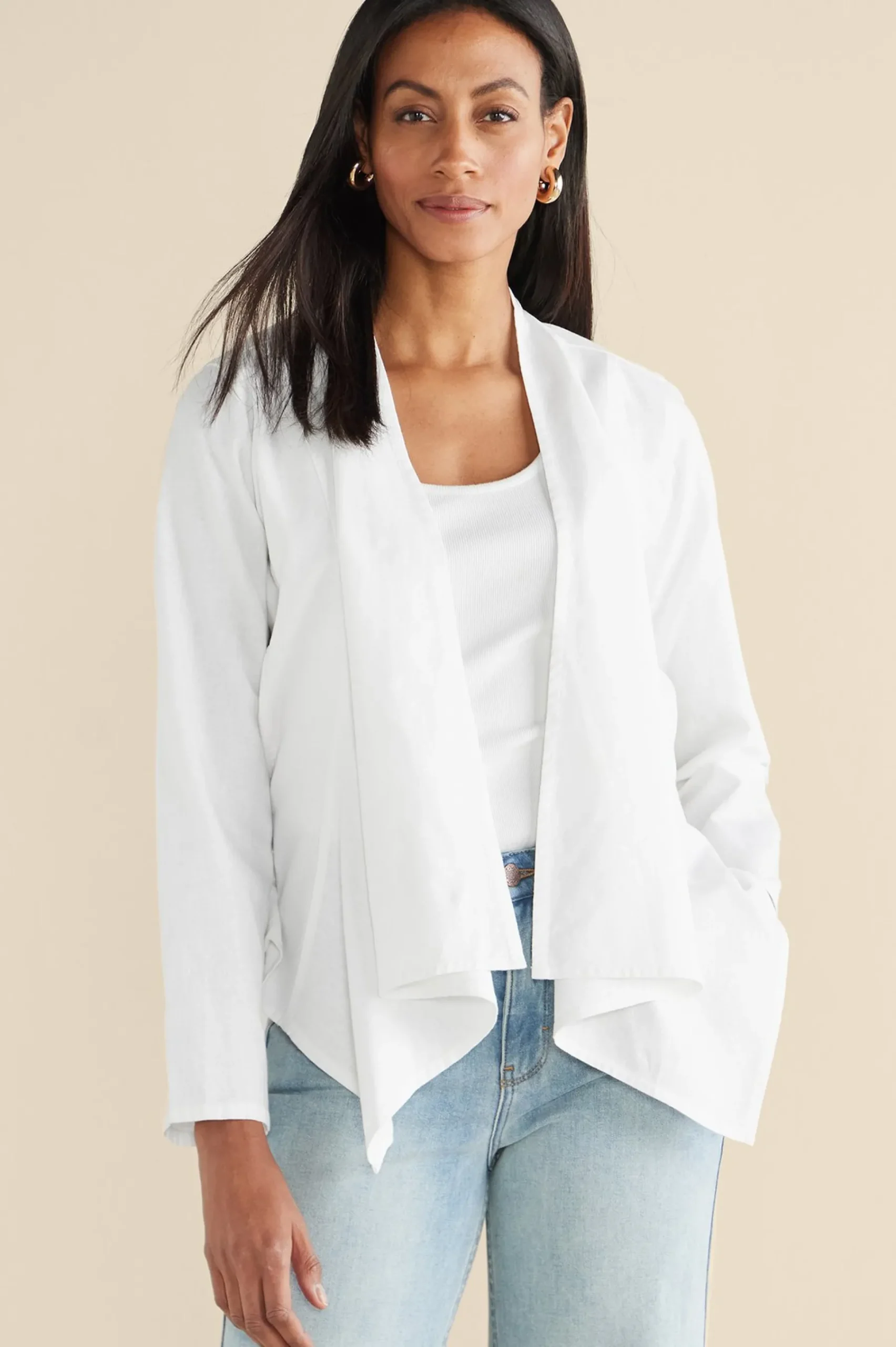 Linen Shop|Jackets & Coats-Soft Surroundings Alicante Linen Blend Topper Black