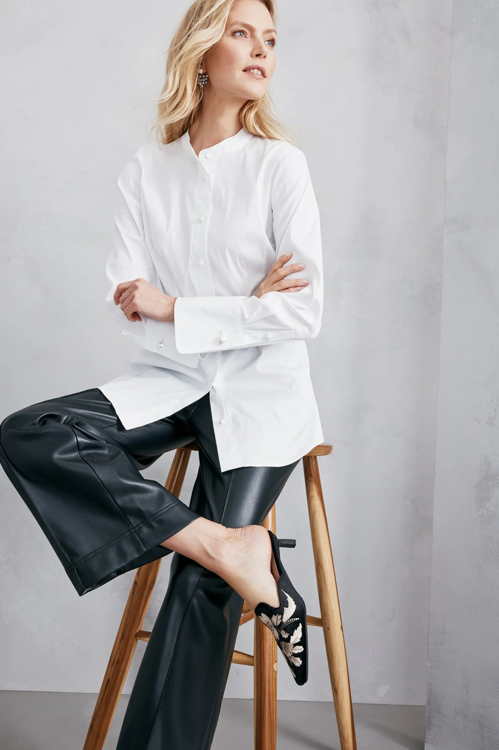 Feminine Flourish|long sleeve-Soft Surroundings Amia Shirt White
