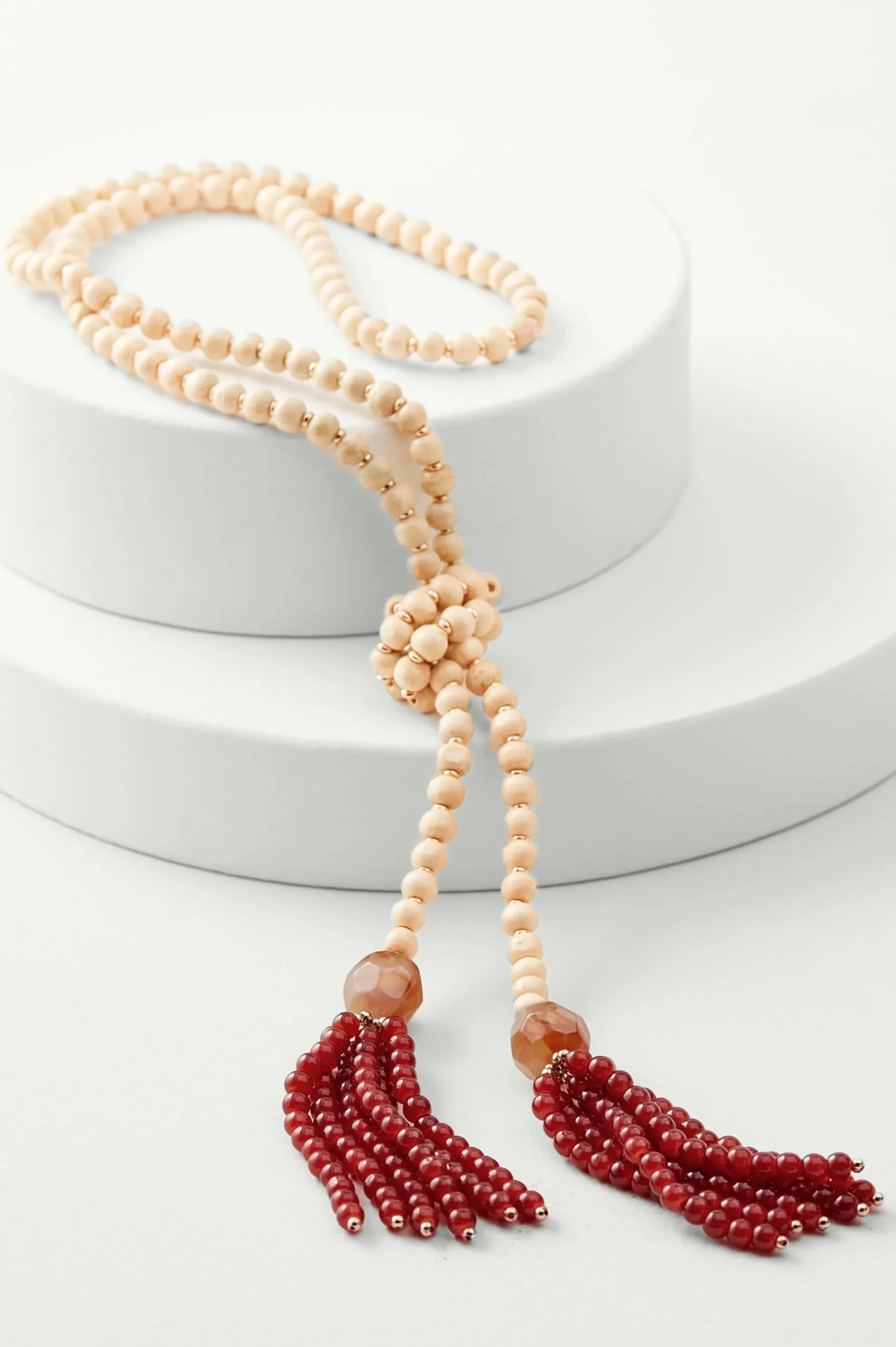 Necklaces|necklaces-Soft Surroundings Amina Tassel Lariat Necklace Red/Natural