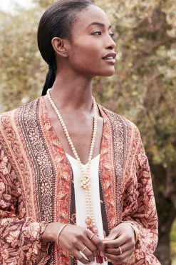 Necklaces|necklaces-Soft Surroundings Amina Tassel Lariat Necklace Red/Natural