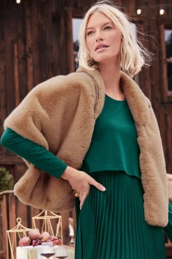 Scarves & Wraps-Soft Surroundings Anastasia Faux Fur Capelet Camel