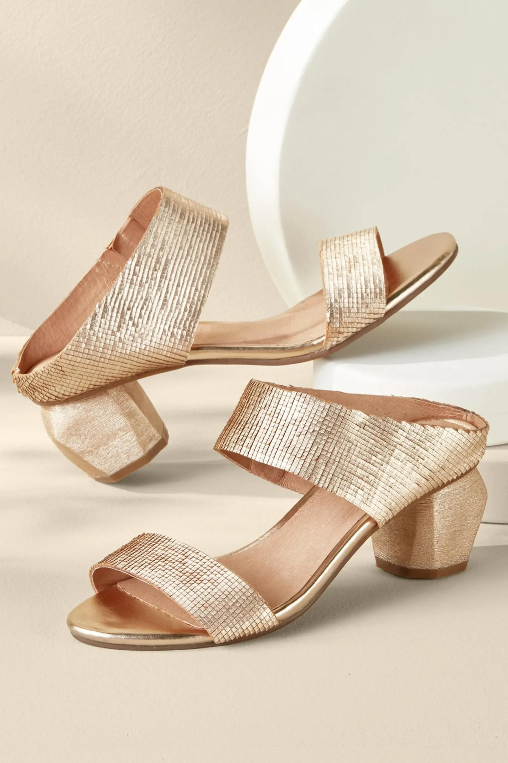 sandals|slides & mules-Soft Surroundings Antelope Amelia Textured Sandal Gold