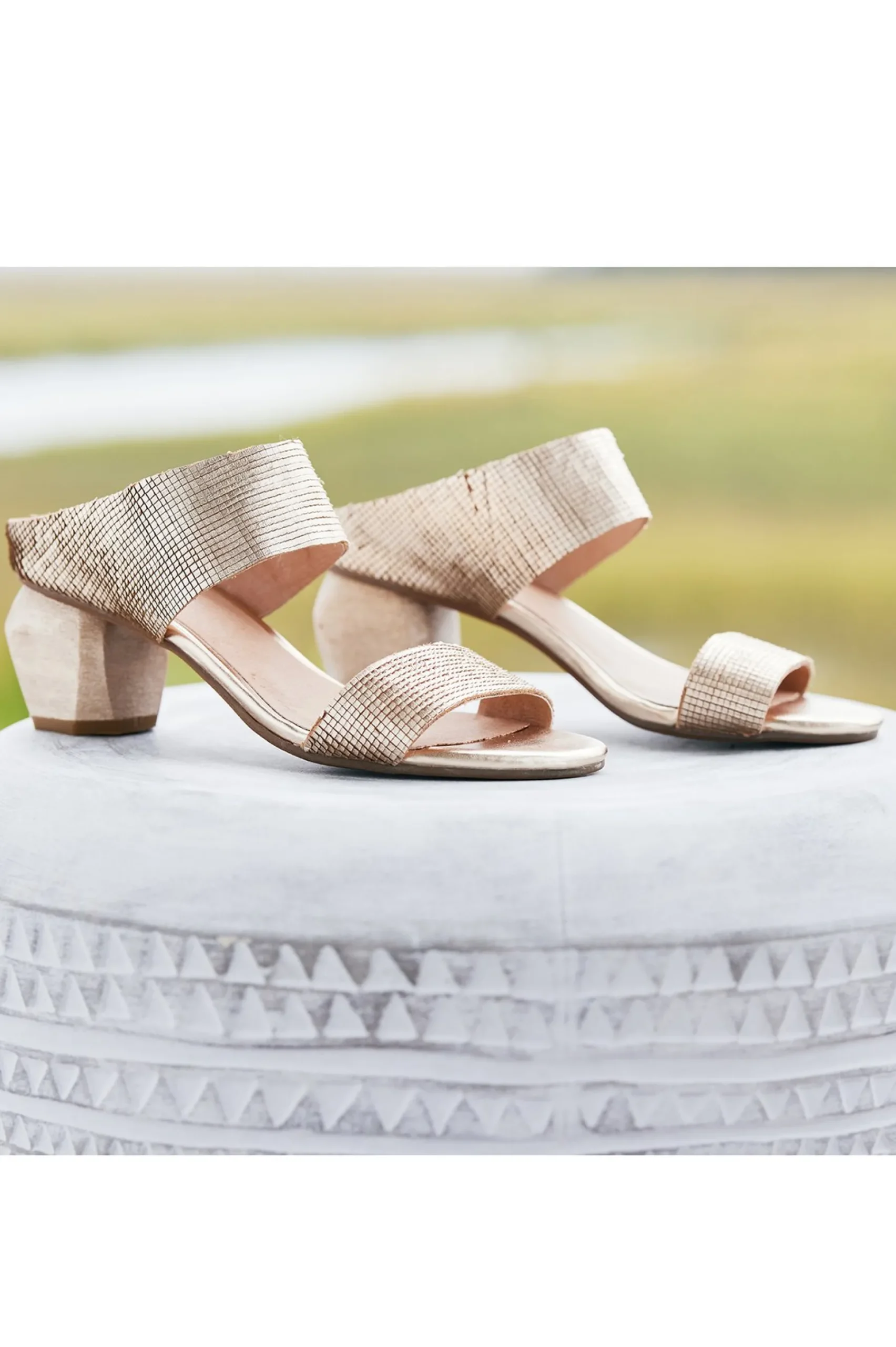 sandals|slides & mules-Soft Surroundings Antelope Amelia Textured Sandal Gold
