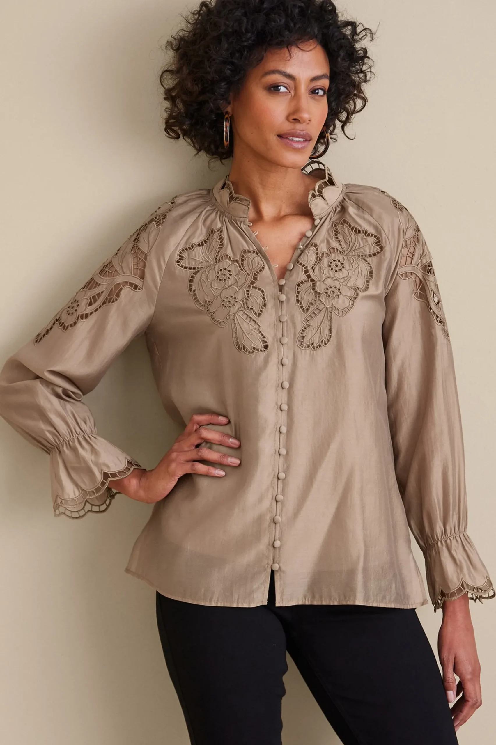Feminine Flourish|Global Artistry-Soft Surroundings Anthos Top & Tank Stone Grey