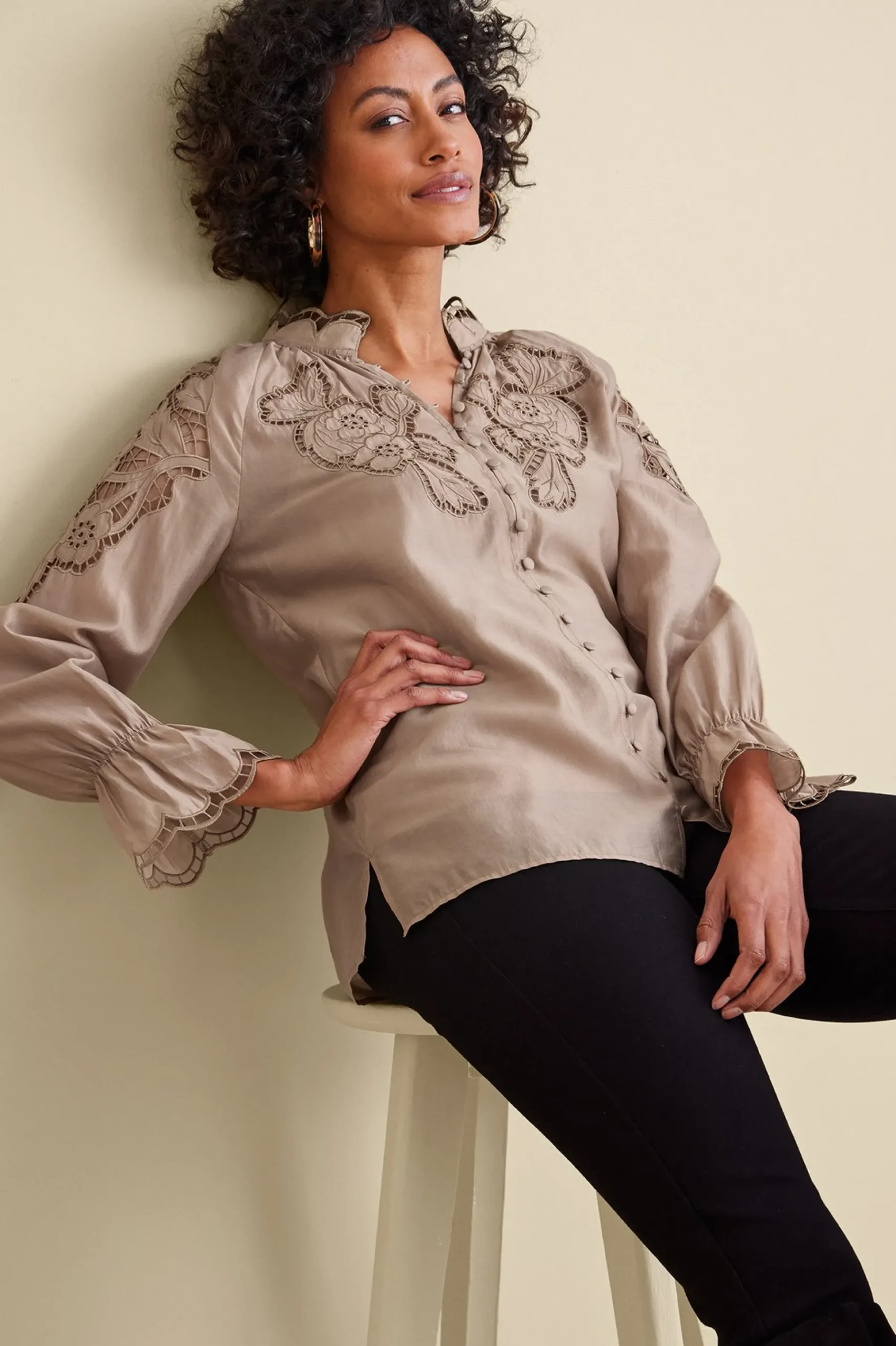 Feminine Flourish|Global Artistry-Soft Surroundings Anthos Top & Tank Stone Grey