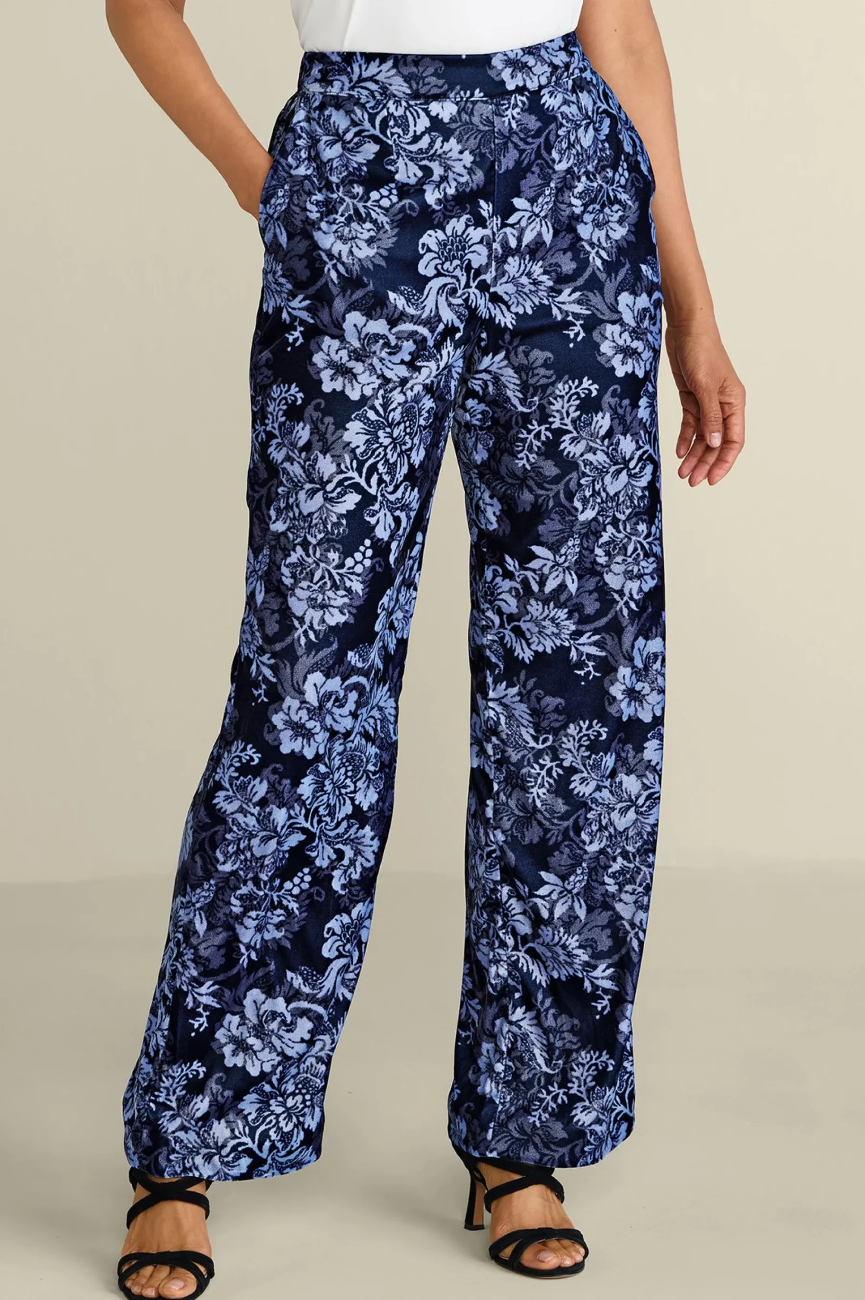 EVelvet Styles|full length-Soft Surroundings Aria Velvet Wide Leg Pants Cabernet