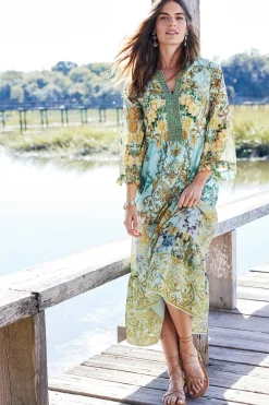 Feminine Flourish|Vacation Shop-Soft Surroundings Baroque Maxi Dress Multi Floral