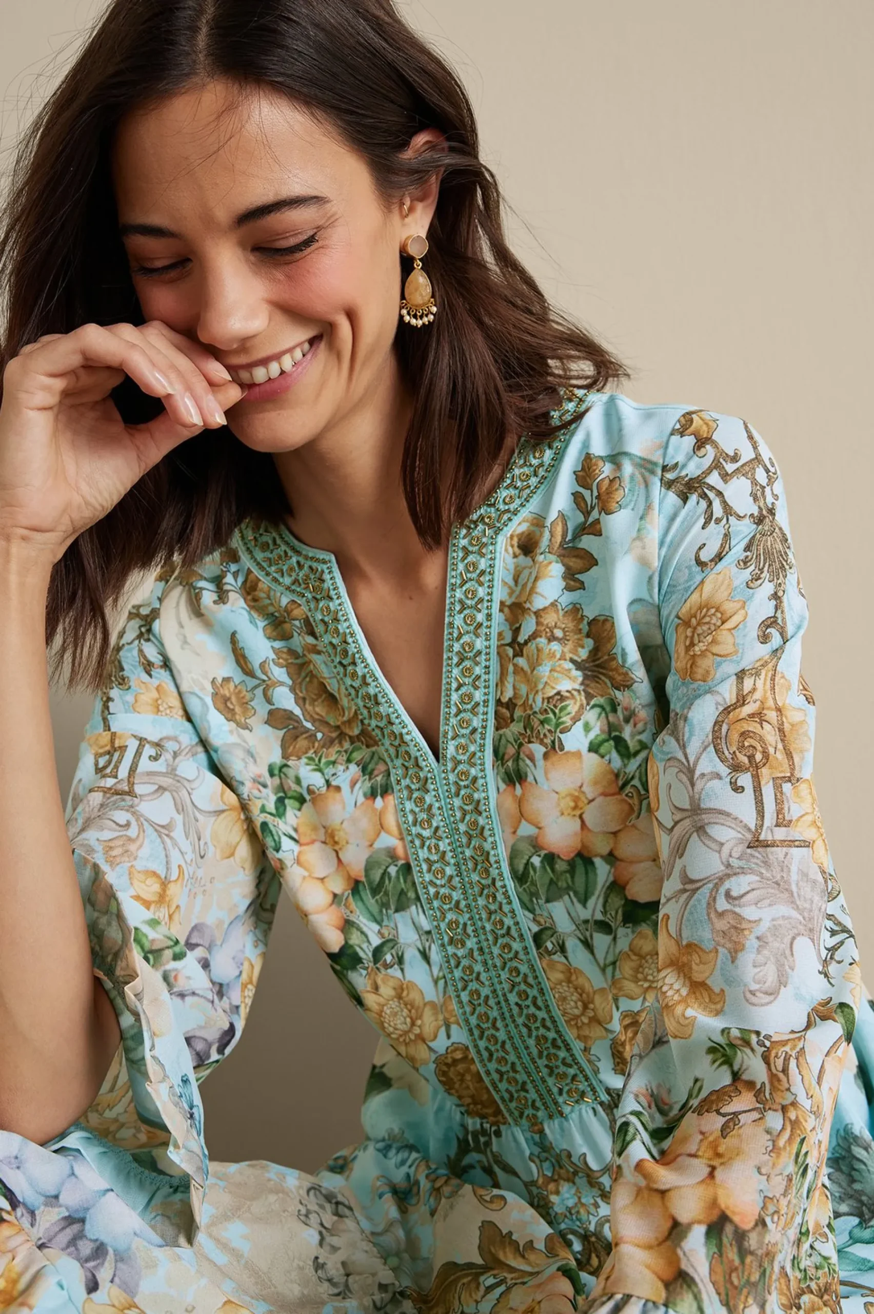 Feminine Flourish|Vacation Shop-Soft Surroundings Baroque Maxi Dress Multi Floral