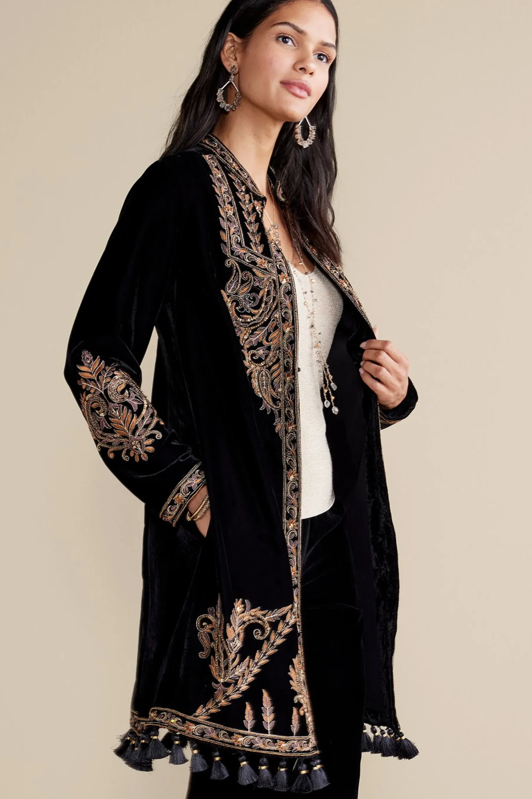 EVelvet Styles|Global Artistry-Soft Surroundings Belcastel Jacket Black/Gold