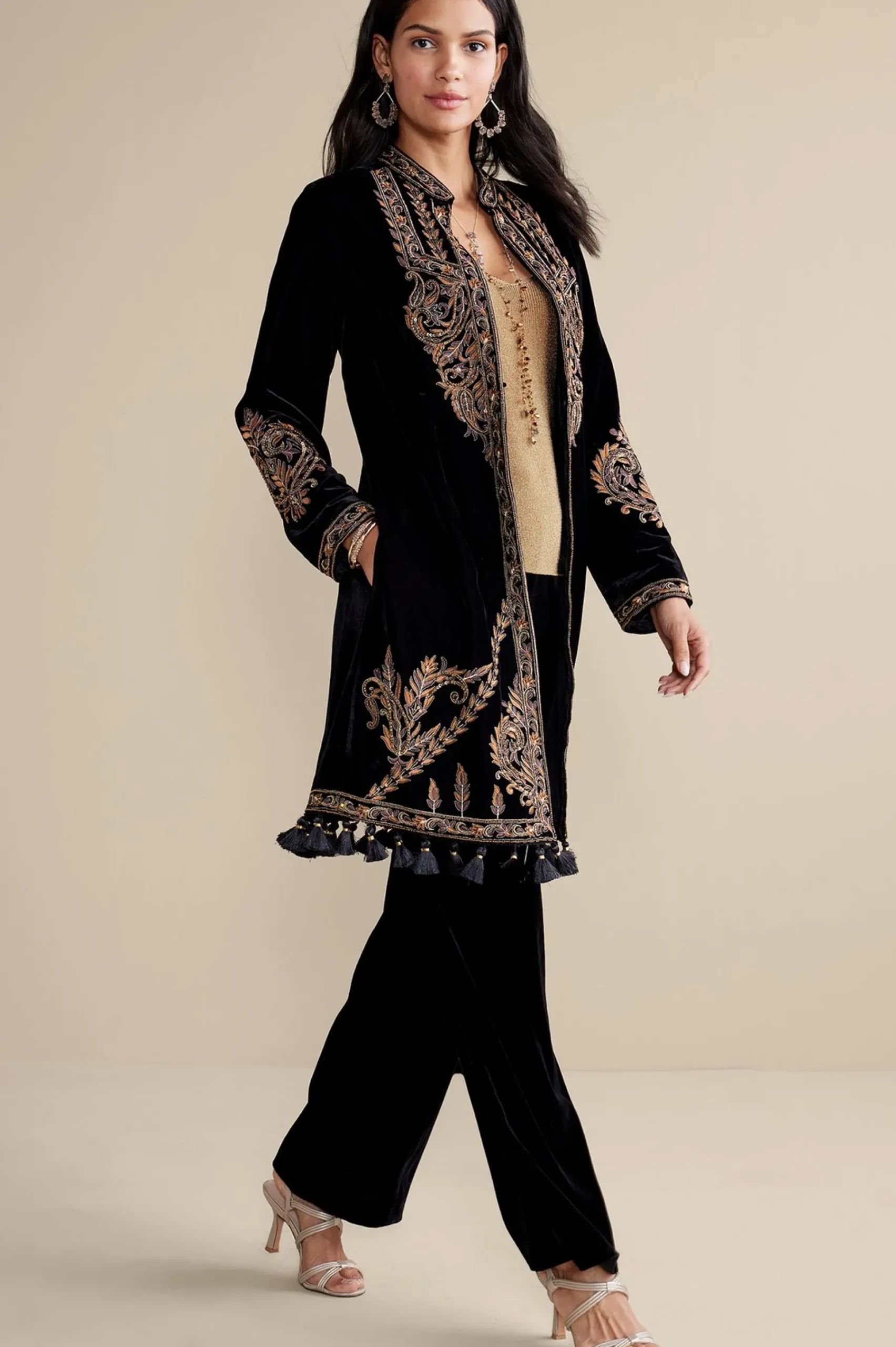 EVelvet Styles|Global Artistry-Soft Surroundings Belcastel Jacket Black/Gold