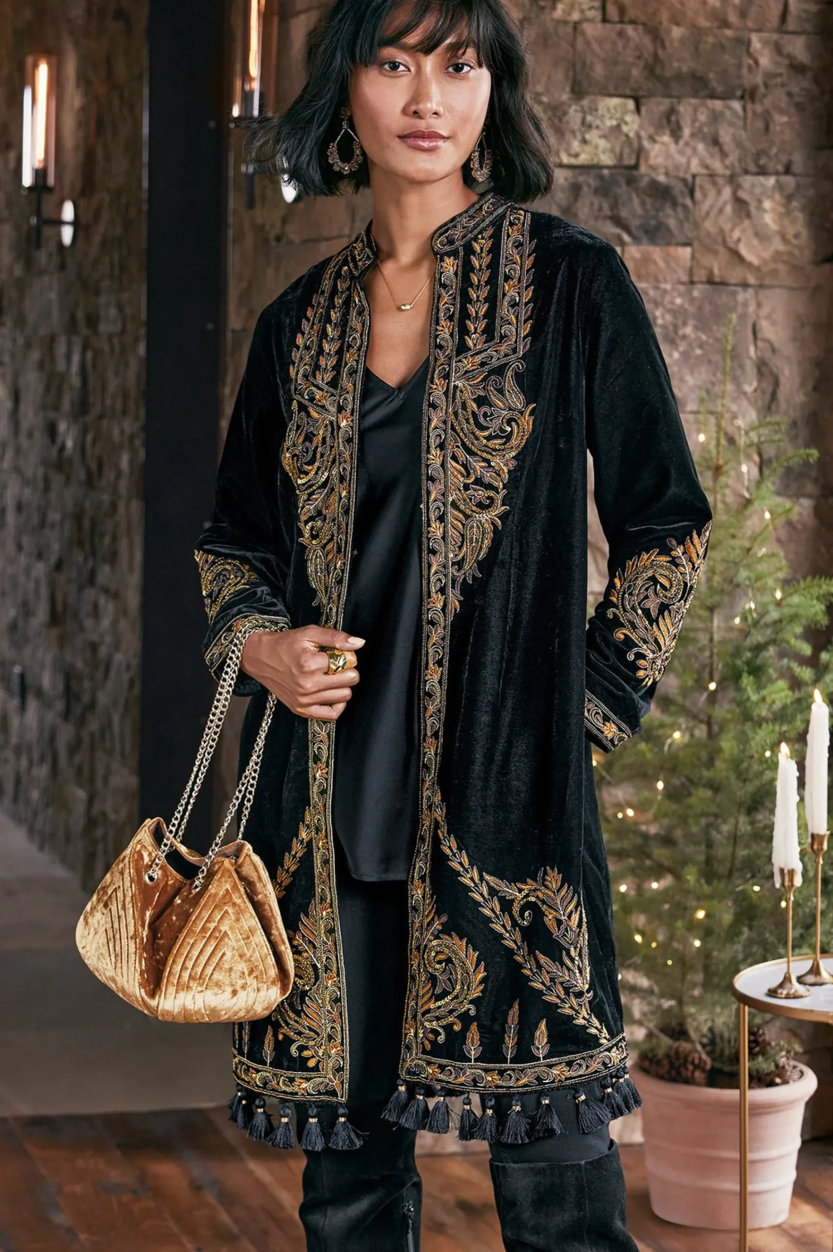 EVelvet Styles|Global Artistry-Soft Surroundings Belcastel Jacket Black/Gold