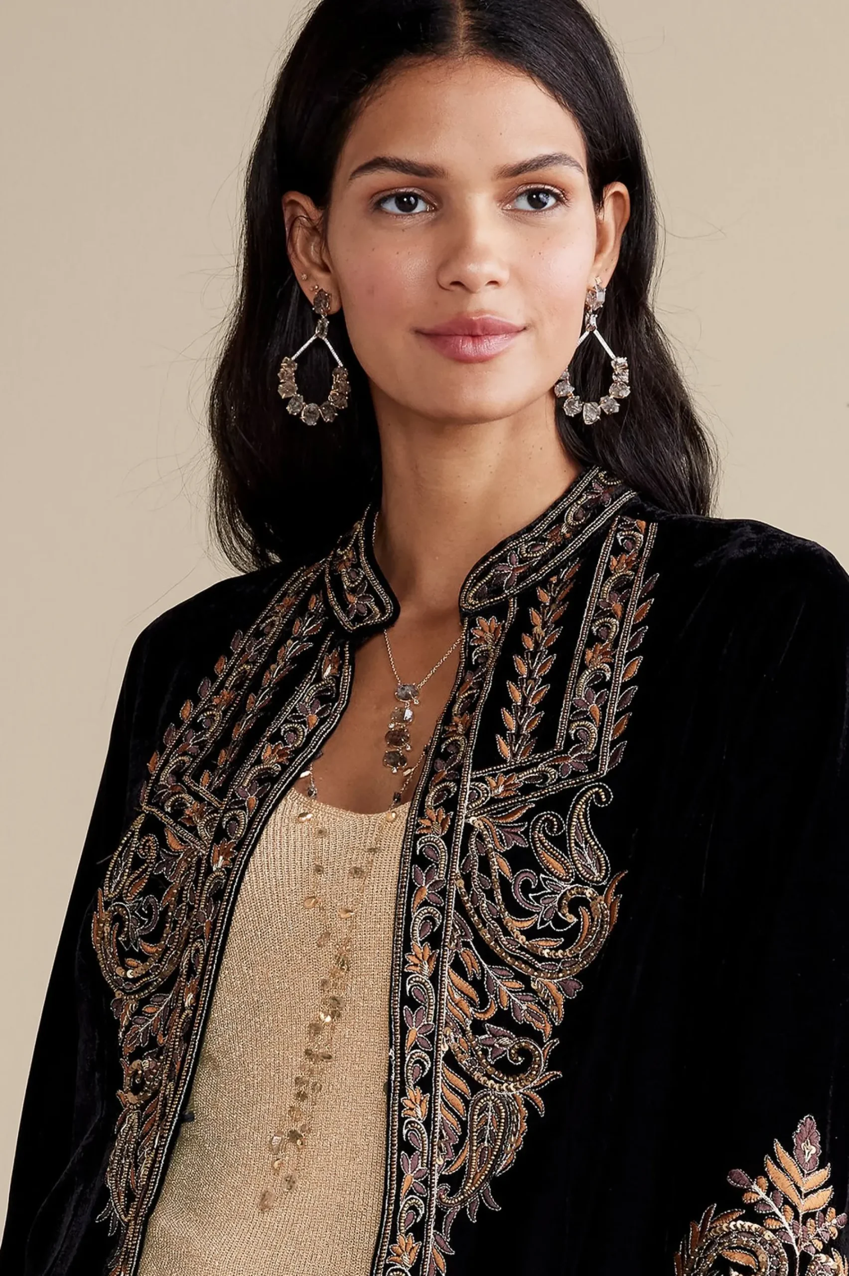 EVelvet Styles|Global Artistry-Soft Surroundings Belcastel Jacket Black/Gold