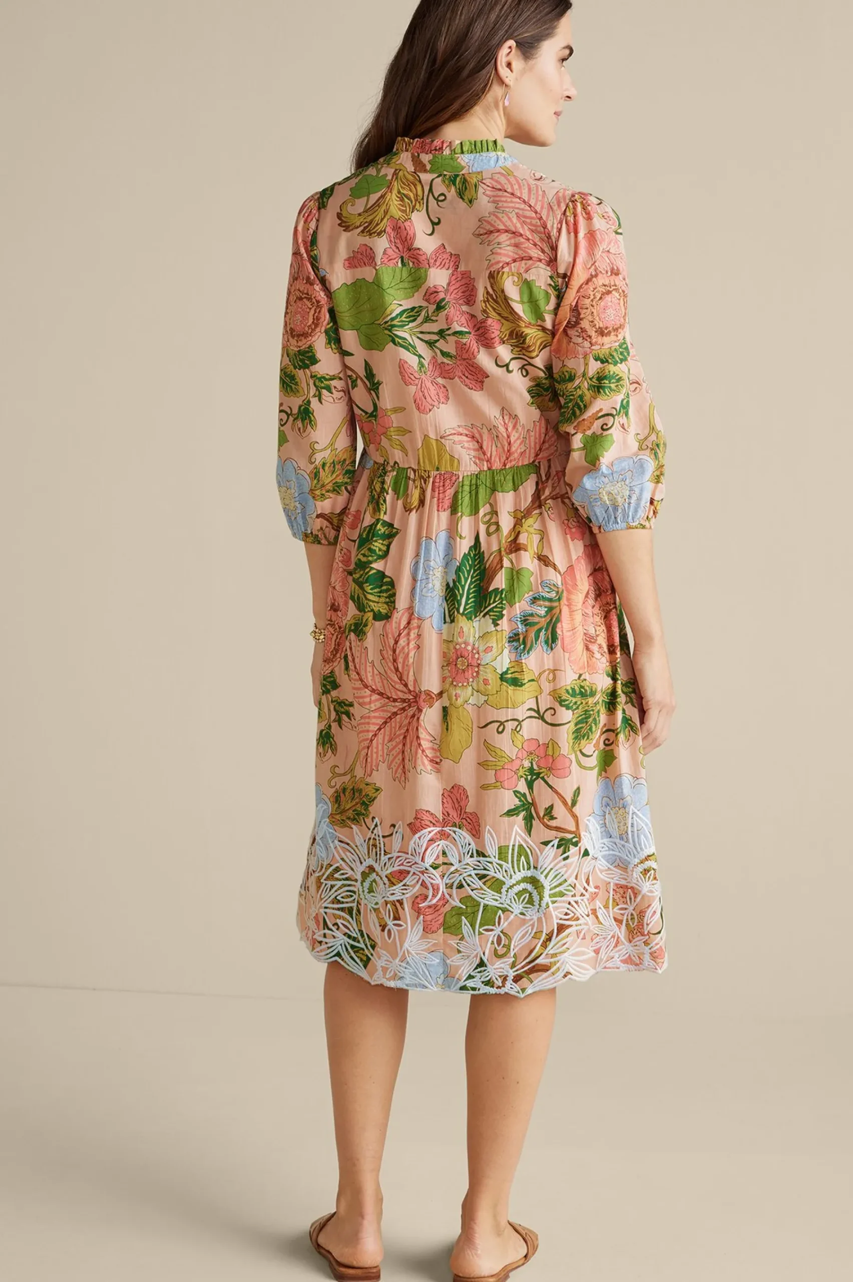 Feminine Flourish|Vacation Shop-Soft Surroundings Bellicia Embroidered Midi Dress Multi Floral