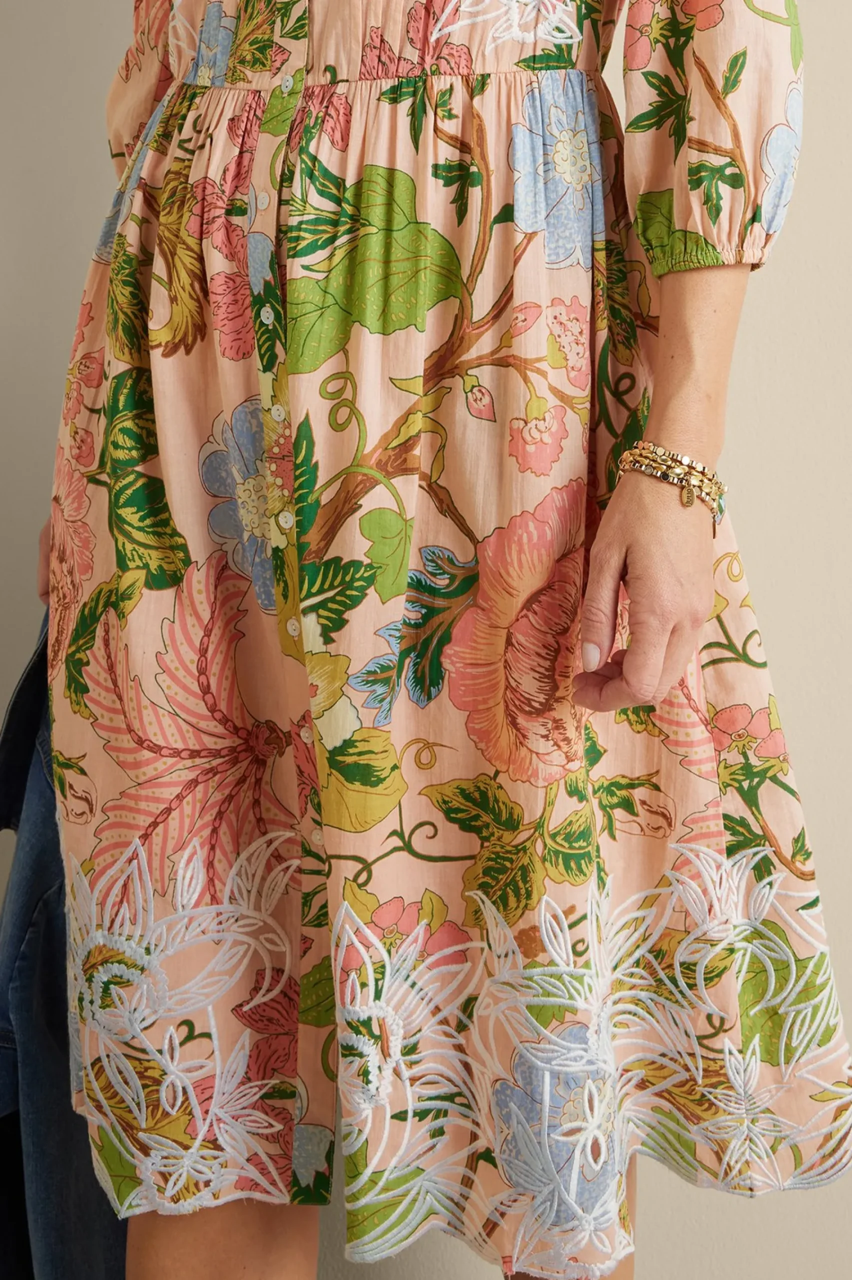 Feminine Flourish|Vacation Shop-Soft Surroundings Bellicia Embroidered Midi Dress Multi Floral
