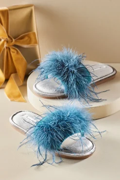 socks & slippers-Soft Surroundings Branche Kiki Feather Slipper Silver