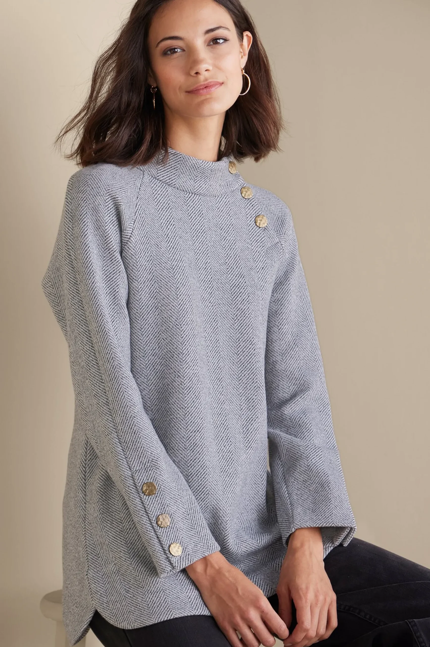 Everyday Styles|long sleeve-Soft Surroundings Brooke Tunic Black/White Combo