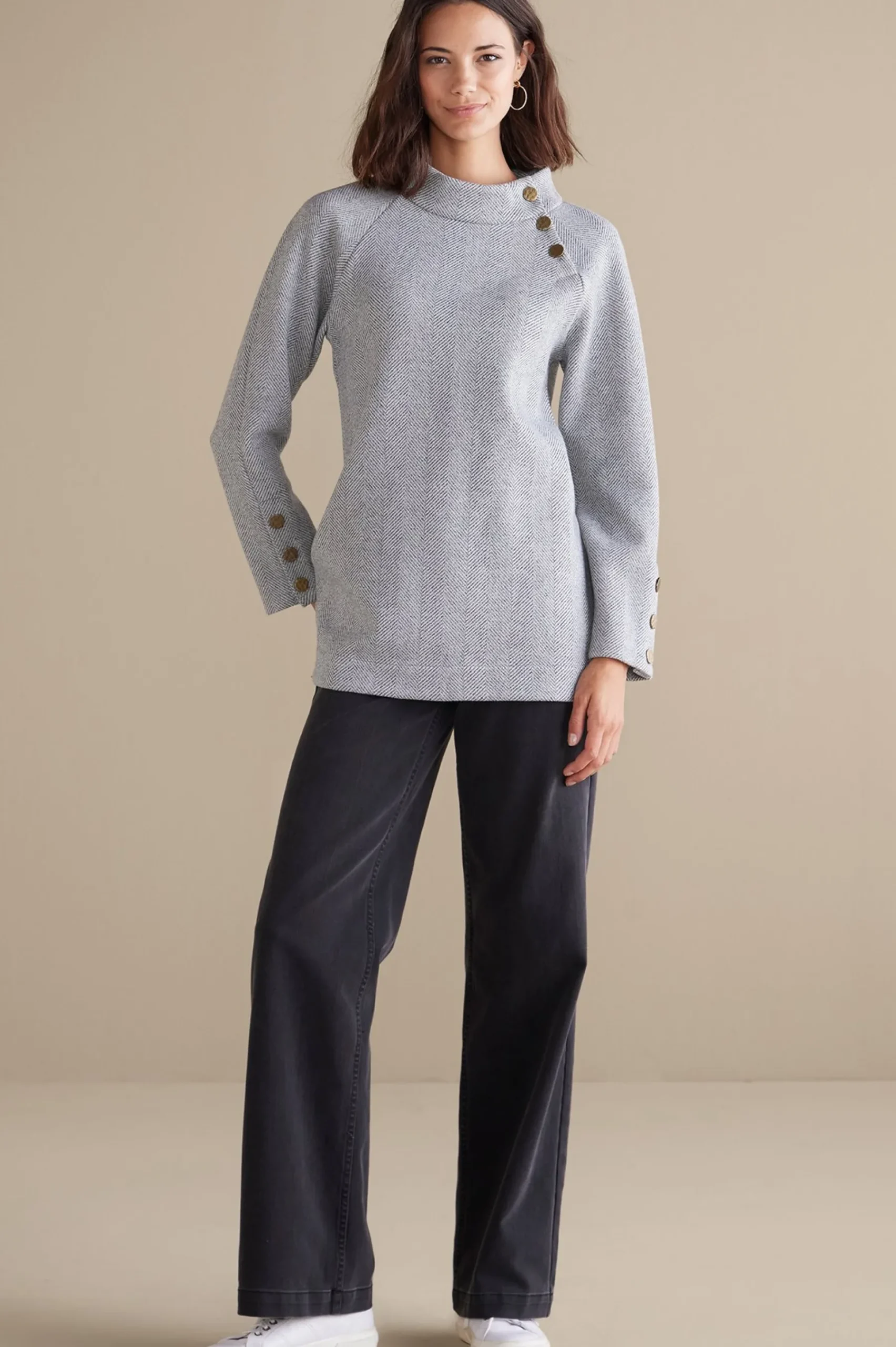 Everyday Styles|long sleeve-Soft Surroundings Brooke Tunic Black/White Combo