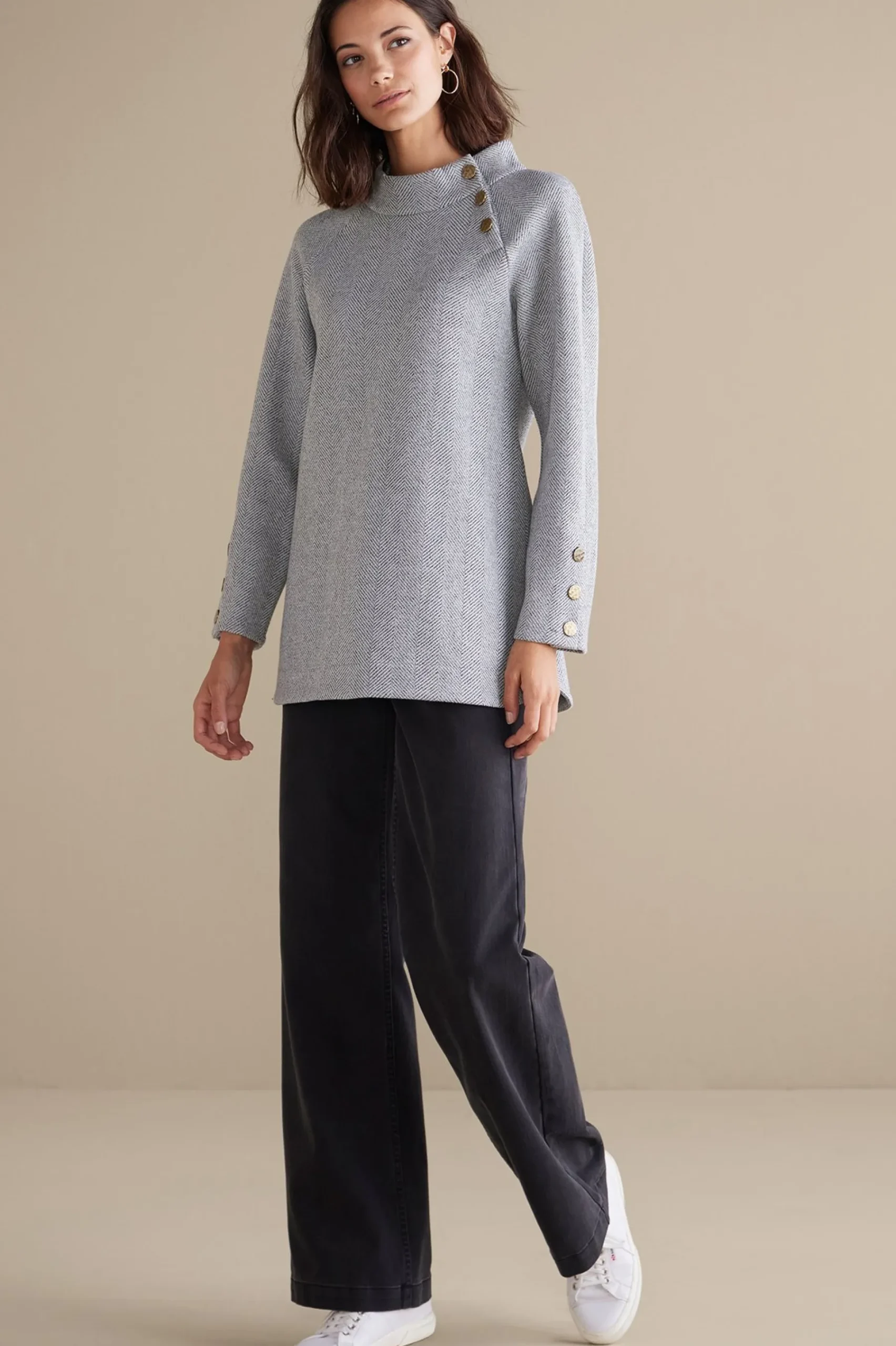 Everyday Styles|long sleeve-Soft Surroundings Brooke Tunic Black/White Combo