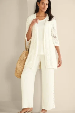 Feminine Flourish|Vacation Shop-Soft Surroundings Calistoga Pointelle Cardigan Ivory Pearl