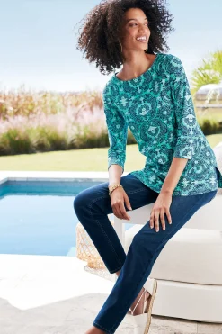 Into The Blues|Vacation Shop-Soft Surroundings Catherine Tunic Ocean Tile Teal