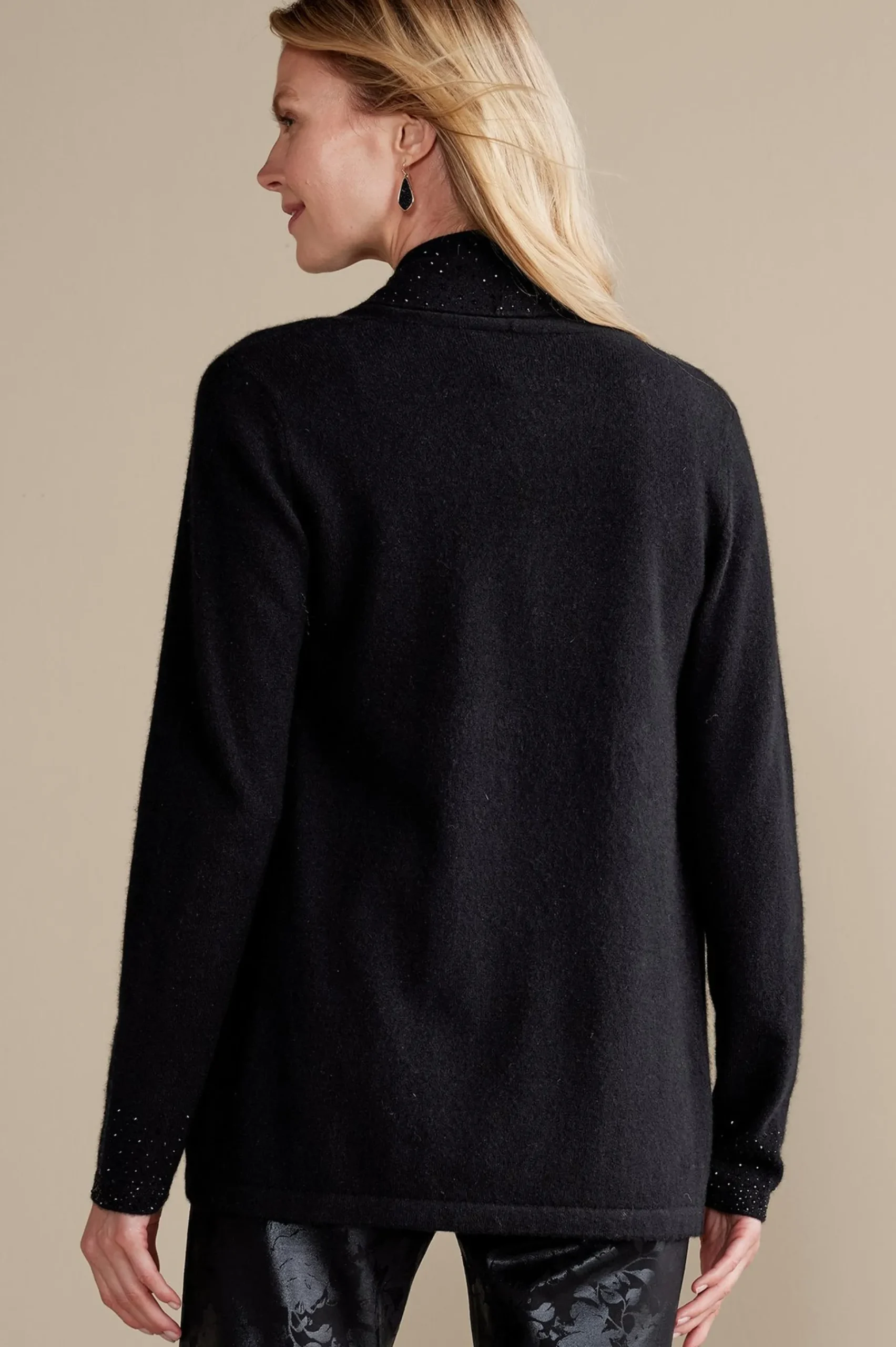 Everyday Styles|Sweaters & Cardigans-Soft Surroundings Celeste Cashmere Cardigan Black
