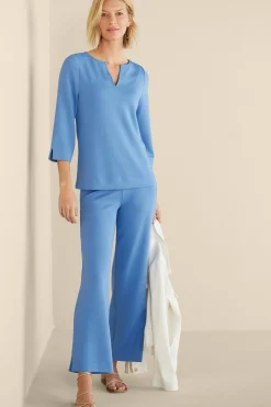 Into The Blues|Vacation Shop-Soft Surroundings Ceri Knit 3/4 Sleeve Top Black