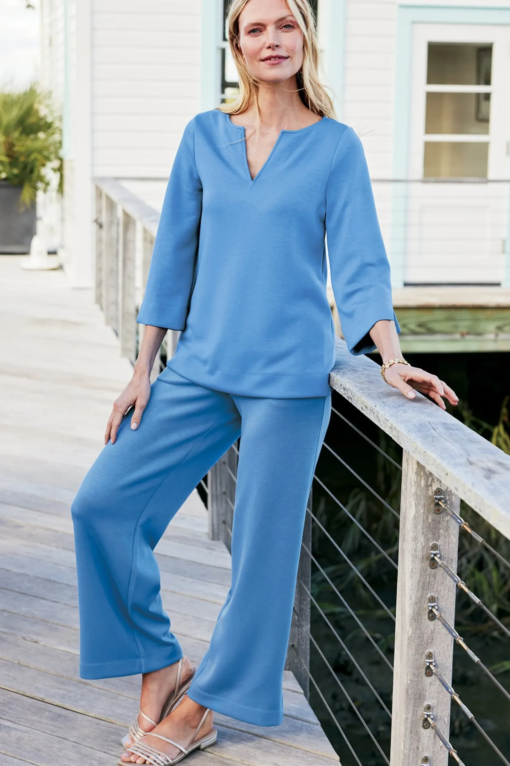 Into The Blues|Vacation Shop-Soft Surroundings Ceri Knit 3/4 Sleeve Top Black