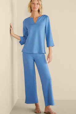 Into The Blues|full length-Soft Surroundings Ceri Knit Wide-Leg Pants Black