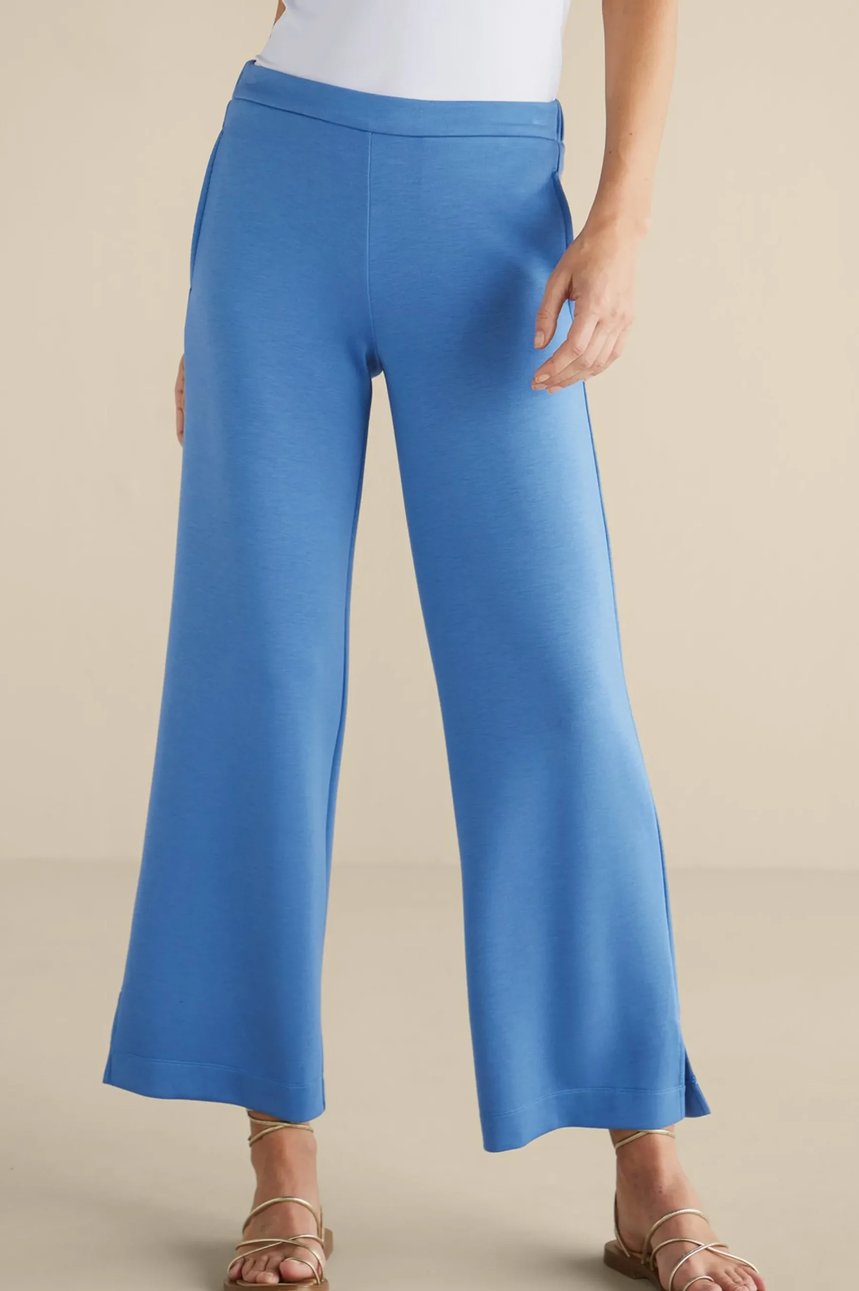 Into The Blues|full length-Soft Surroundings Ceri Knit Wide-Leg Pants Black