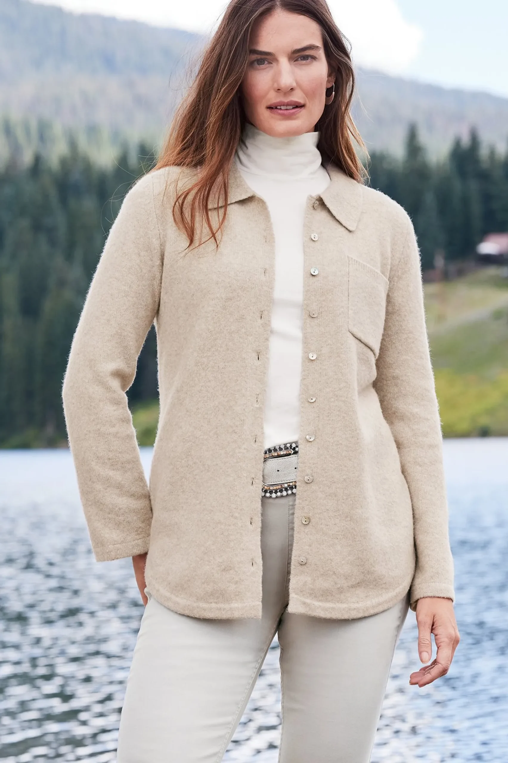 Sweaters & Cardigans-Soft Surroundings Charisse Cardigan Feather Heather