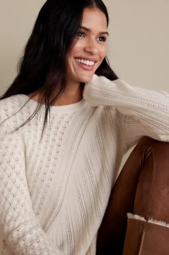 Sweaters & Cardigans|long sleeve-Soft Surroundings Charlette Cashmere Sweater Cerulean