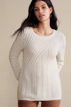 Sweaters & Cardigans|long sleeve-Soft Surroundings Charlette Cashmere Sweater Cerulean