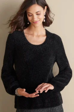 Sweaters & Cardigans|long sleeve-Soft Surroundings Ciara Sparkle Sweater Black