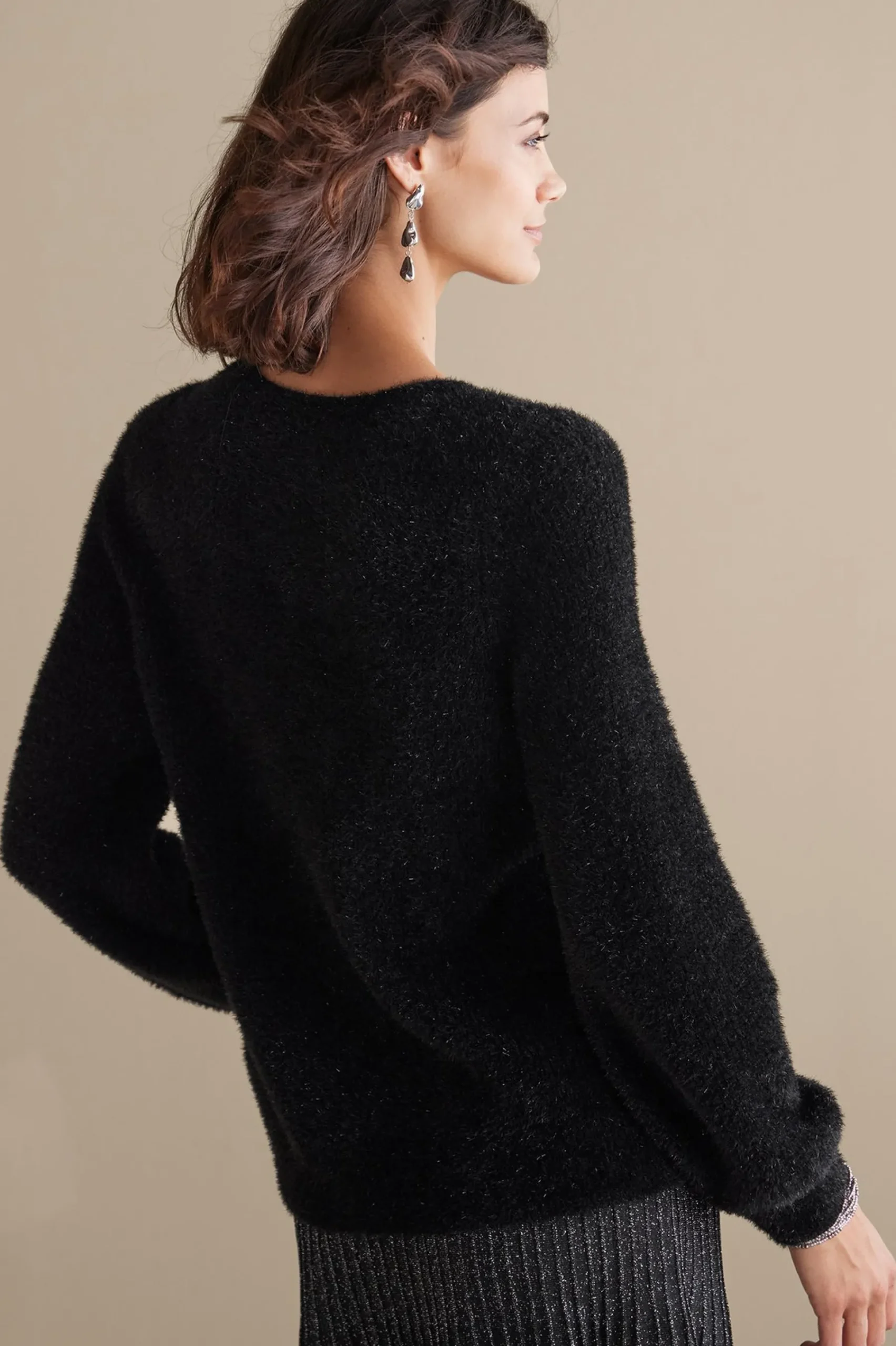 Sweaters & Cardigans|long sleeve-Soft Surroundings Ciara Sparkle Sweater Black