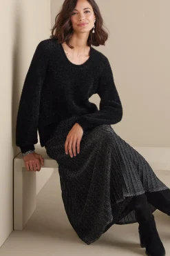 Sweaters & Cardigans|long sleeve-Soft Surroundings Ciara Sparkle Sweater Black