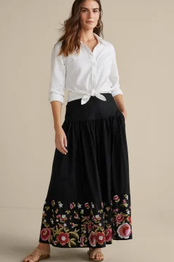 Feminine Flourish|Vacation Shop-Soft Surroundings Cindi Embroidered Maxi Skirt Black