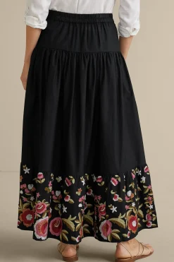 Feminine Flourish|Vacation Shop-Soft Surroundings Cindi Embroidered Maxi Skirt Black