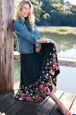 Feminine Flourish|Vacation Shop-Soft Surroundings Cindi Embroidered Maxi Skirt Black