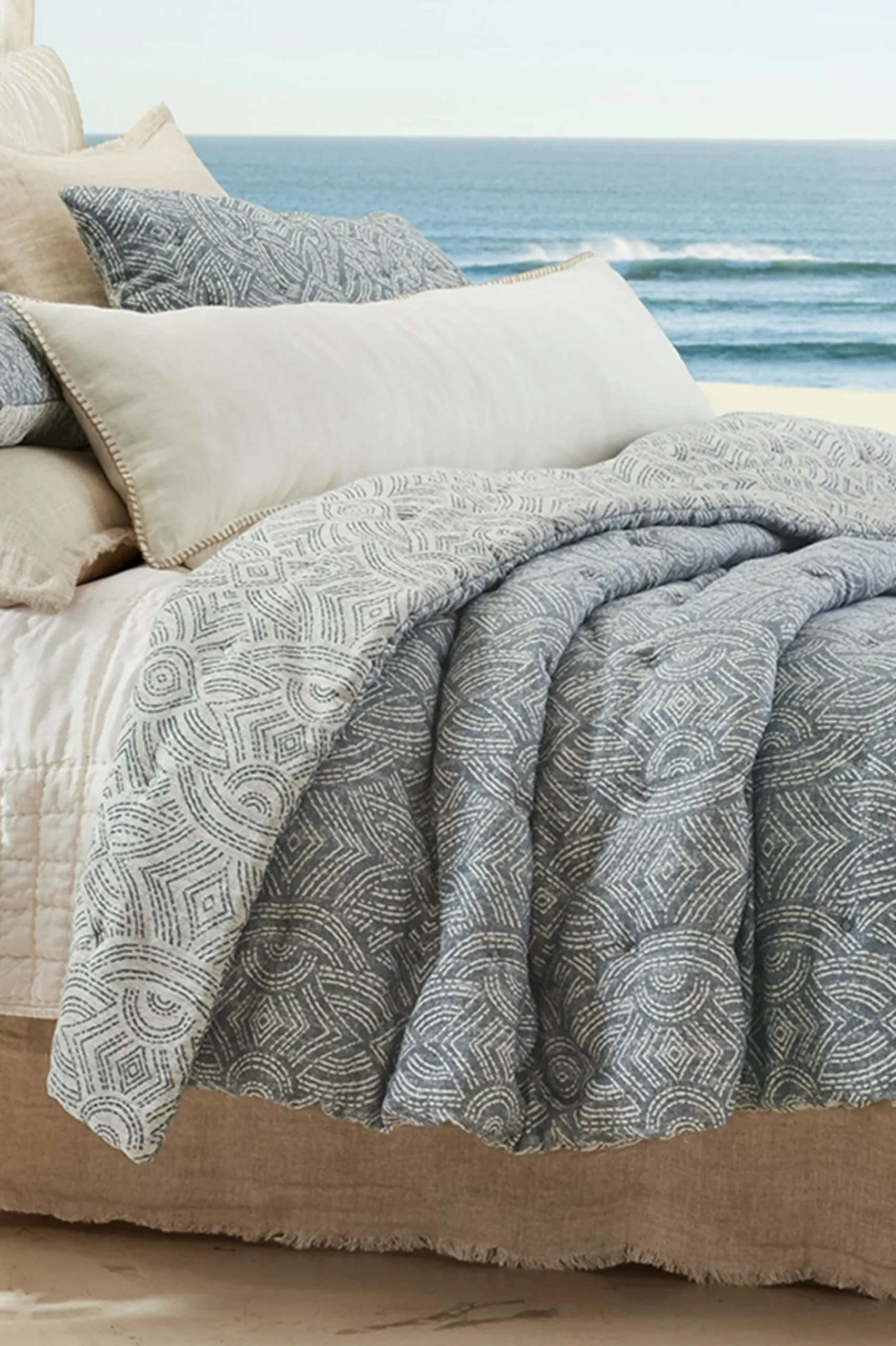 comforters|quilts, coverlets & duvet covers-Soft Surroundings Cordova Reversible Jacquard Comforter Faded Blue