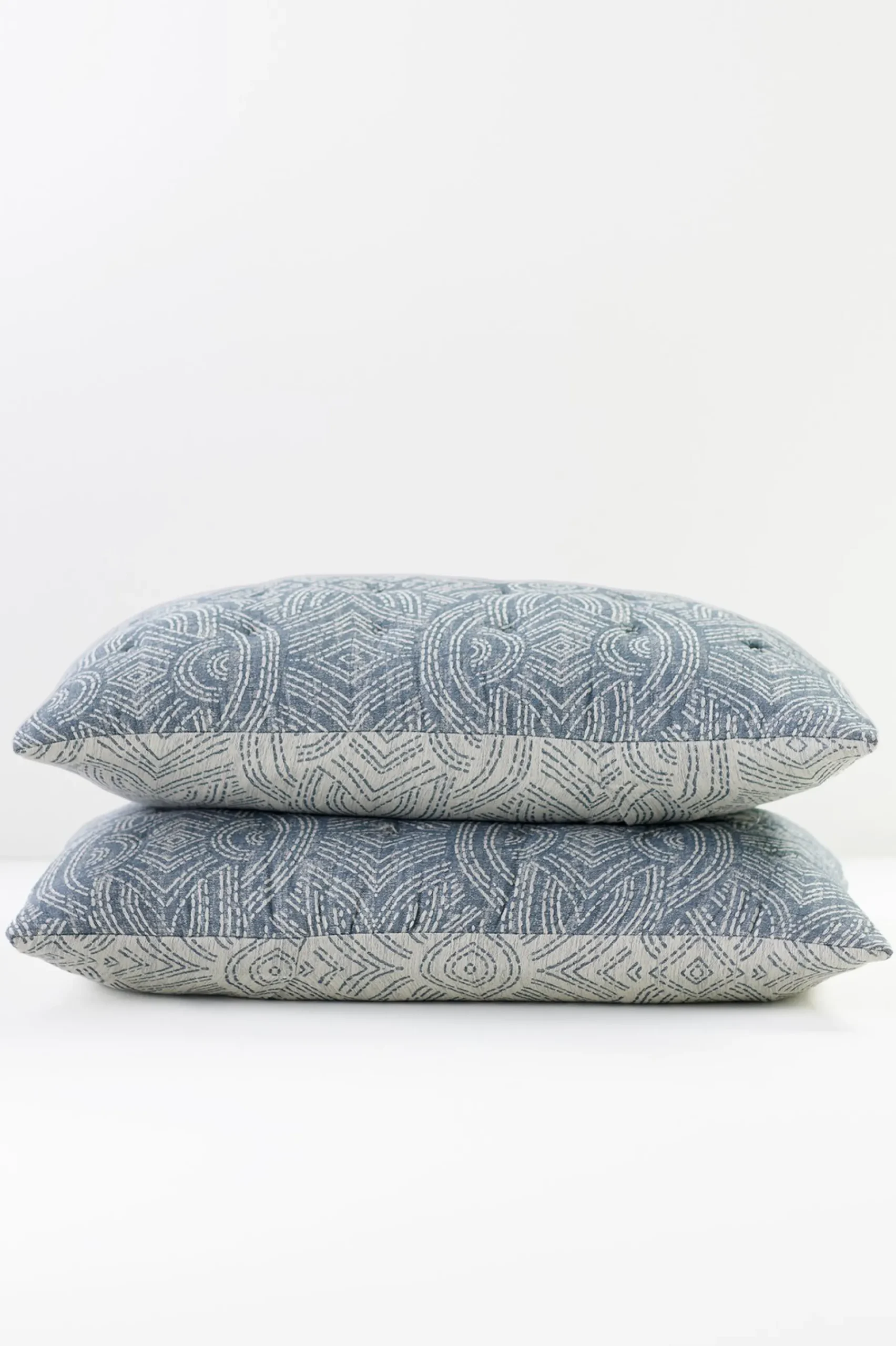 pillowcases & shams-Soft Surroundings Cordova Reversible Jacquard Sham Faded Blue