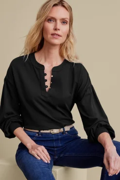 long sleeve|pullovers-Soft Surroundings Deandra Top Black