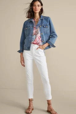 Into The Blues|Vacation Shop-Soft Surroundings Diana Shapely Denim Jacket Light Rain Wash