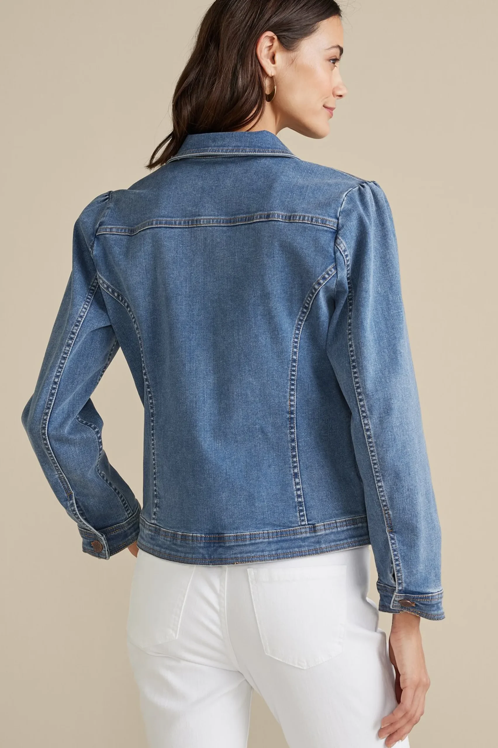 Into The Blues|Vacation Shop-Soft Surroundings Diana Shapely Denim Jacket Light Rain Wash